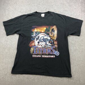 Vintage 90s Tennessee Titans Territory Nashville Skyline Black NFL Tee